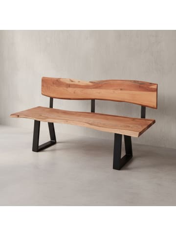 KADIMA DESIGN Holzbank Massiv | Akazie, 180x85,5cm, Baumkante, 4-Sitzer