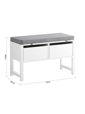 SoBuy Schuhbank in Reinweiß - (W) 30 x (H) 46 x (L) 72 cm