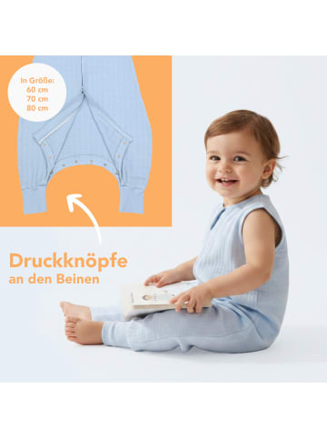 Schlummersack Musselin Schlafsack mit Füßen, 0.5 TOG in Blue Ice