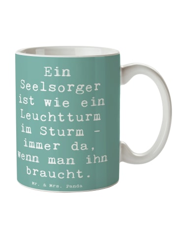 Mr. & Mrs. Panda Kaffeebecher Spruch Seelsorger Leuchtturm mit S... in Meeresbrise