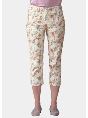 GOLDNER Druckhose Druckhose mit ausgefallenem Blumenmuster in weiß / gemustert