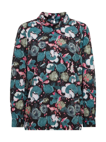 GOLDNER Kurzgröße:  Abstrakte Druckbluse mit leichtem Glanz in grün / gemustert