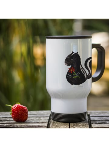 Mr. & Mrs. Panda Thermobecher Stinktier Blume ohne Spruch in Weiß
