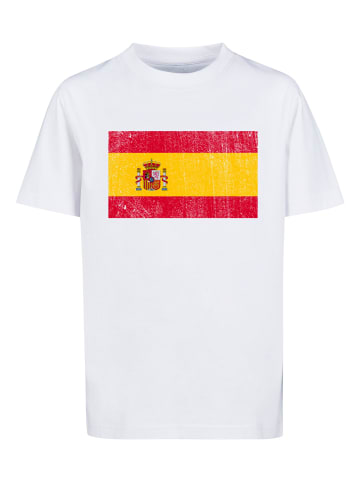 F4NT4STIC T-Shirt Spain Spanien Flagge distressed in weiß