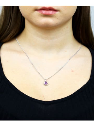 Diamant L'éternel Halskette mit Anhänger aus 585 Weißgold mit 0.69 Karat Diamant mit Amethyst i...