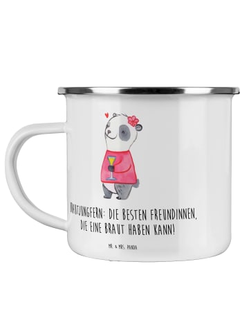 Mr. & Mrs. Panda Campingbecher Beste Brautjungfern mit Spruch in Weiß