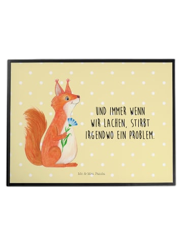 Mr. & Mrs. Panda Schreibunterlage Eichhörnchen Blume mit Spruch in Gelb Pastell