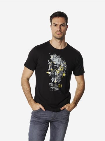 KOROSHI Crew t-shirt baumwolle druck-emb in anthrazit