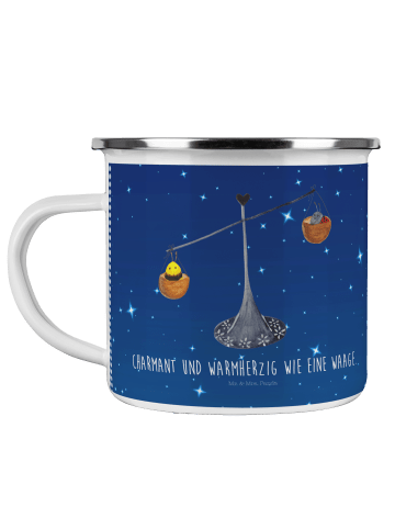 Mr. & Mrs. Panda Metallbecher Sternzeichen Waage mit Spruch in Sternenhimmel Blau