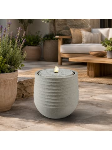 MARELIDA LED Gartenbrunnen CORDOBA Steinoptik D: 40cm Zierbrunnen sand