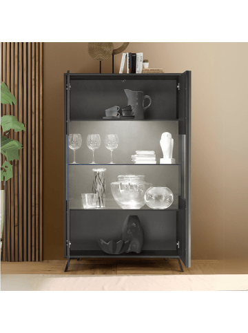 CALICOSY Geschirrschrank KOPENHAGEN in Schwarz - (W) 104  x (H) 174  x (L) 40 cm