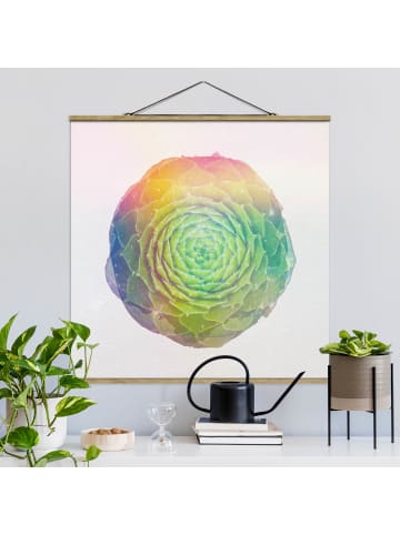 WALLART Stoffbild - Wasserfarben - Mandala Sukkulente in Creme-Beige