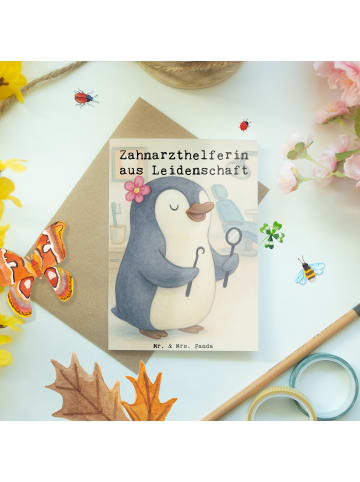 Mr. & Mrs. Panda Glückwunschkarte Zahnarzthelferin Leidenschaft ... in Weiß