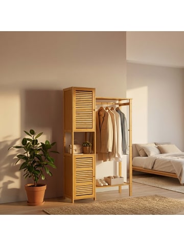 relaxdays Kleiderständer in Natur - (B)99 x (H)164 x (T)29 cm
