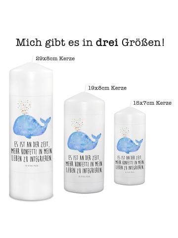 Mr. & Mrs. Panda Stumpenkerze Wal Konfetti mit Spruch in Weiß