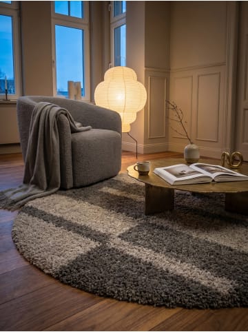 KADIMA DESIGN Teppich Hochflor Shaggy Karo Design Polypropylen Wohnzimmer in Taupe