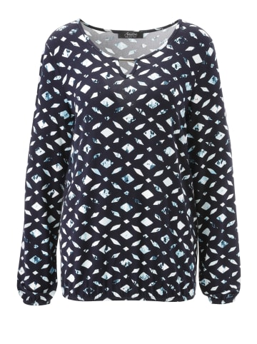 Aniston SELECTED Langarmshirt in marine-türkis-wollweiß-petrol-hellblau