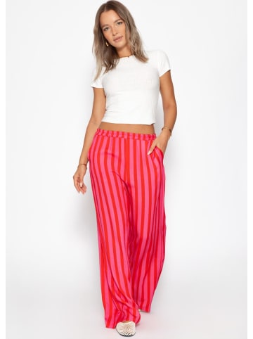 SASSYCLASSY Gestreifte Hose mit weitem Bein in Pink