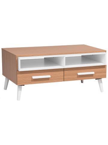 Beliani Couchtisch ALLOA in Braun/Weiß - (W) 60 x (H) 45 x (L) 100 cm
