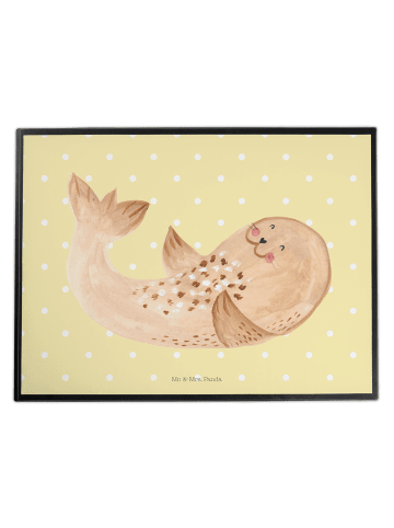 Mr. & Mrs. Panda Schreibtischauflage Robbe Liegen ohne Spruch in Gelb Pastell