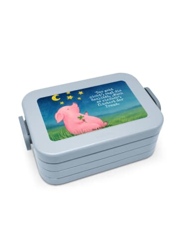 Mr. & Mrs. Panda Bento Box Schwein Glück Design mit Spruch in Blau Pastell