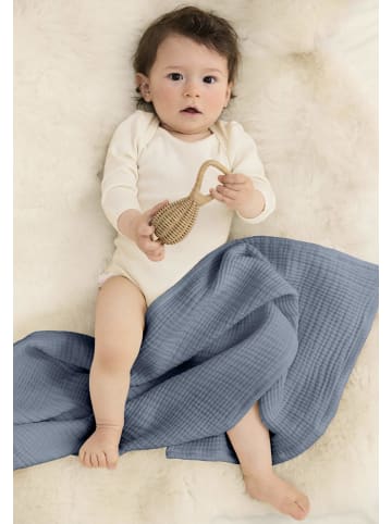 Hessnatur Musselin Decke in stahlblau