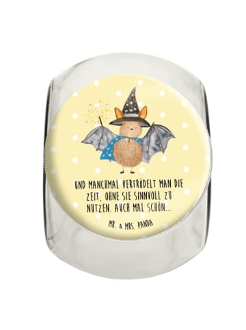 Mr. & Mrs. Panda Bonbonglas Fledermaus Zauberer mit Spruch in Gelb Pastell