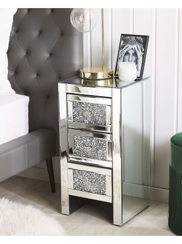 Beliani Nachttisch LORAY in Silber - (W) 30 x (H) 60 x (L) 30 cm