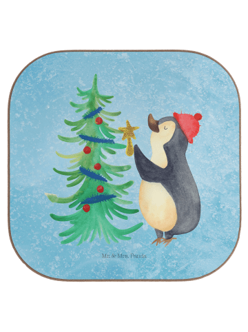Mr. & Mrs. Panda Untersetzer Pinguin Weihnachtsbaum ohne Spruch in Eisblau