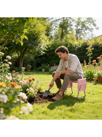 relaxdays Kniebank in Pink - (B)60 x (H)50 x (T)27,5 cm