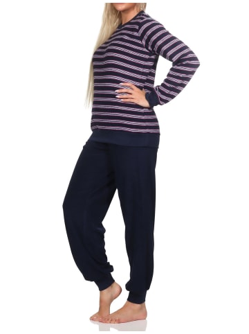 NORMANN Frottee Schlafanzug langarm Pyjama Bündchen - 82777 in navy