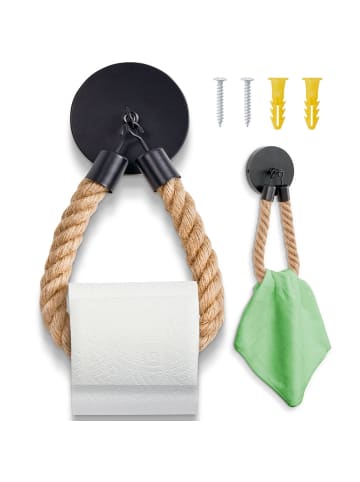 HENNEZ Toilettenpapier-Halter Seilschraube Braun