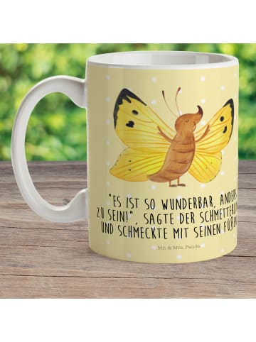 Mr. & Mrs. Panda Becher Schmetterling Zitronenfalter mit Spruch in Gelb Pastell