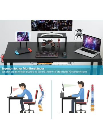 COSTWAY 140cm Schreibtisch Computertisch in Schwarz
