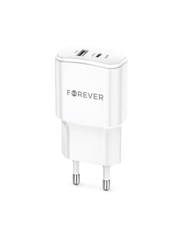 FOREVER Forever TC-01-20AC PD QC Ladegerät 1x USB-C 1x USB 20W weiß