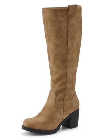 LASCANA Weitschaftstiefel in camelfarben