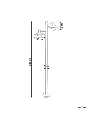 Beliani Außenlaterne BARALIA in Schwarz - (W) 65 x (H) 205 x (L) 30 cm