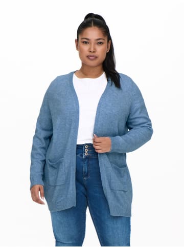 ONLY Carmakoma Strickjacke mit Taschen Plus Size Übergrößen Cardigan CARESLY in Blau