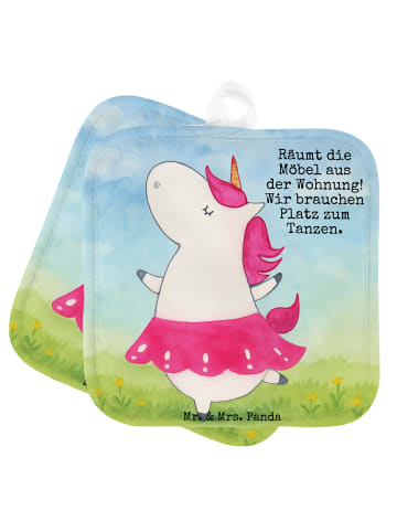 Mr. & Mrs. Panda Topflappen Einhorn Ballerina Design mit Spruch in Weiß