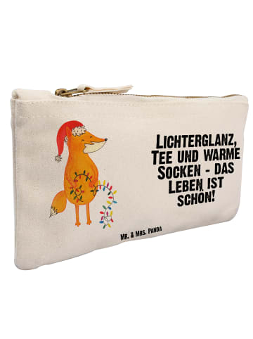 Mr. & Mrs. Panda Federtasche Fuchs Weihnachten mit Spruch in Weiß