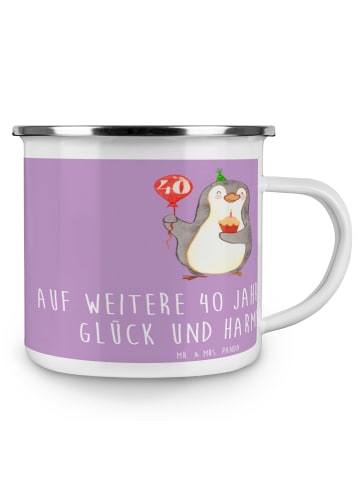 Mr. & Mrs. Panda Camping Emaille Tasse 40. Hochzeitstag Rubinhoc... in Lavendeltraum