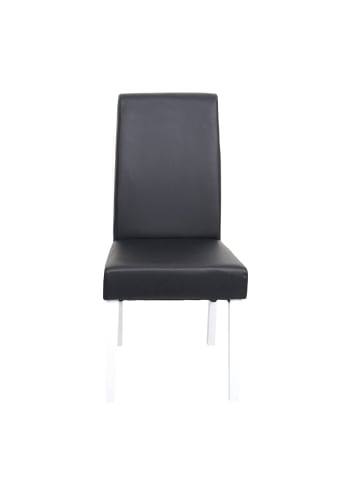 MCW 2er-Set Esszimmerstuhl Cesena, Leder, schwarz, weiße Füße