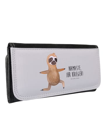 Mr. & Mrs. Panda Portemonnaie für Damen Faultier Yoga mit Spruch in Grau Pastell