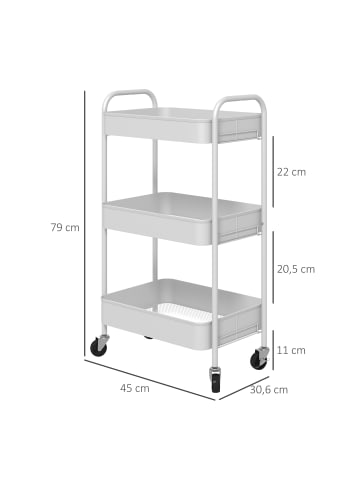 HOMCOM Küchenwagen-45L x 30,6B x 79H cm-Weiß