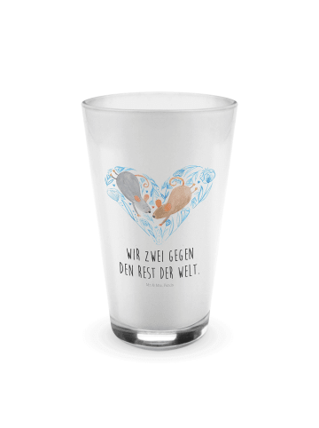 Mr. & Mrs. Panda Blümchentailglas Mäuse Herz mit Spruch in Transparent