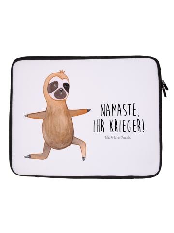 Mr. & Mrs. Panda Notebook Tasche Faultier Yoga mit Spruch in Weiß