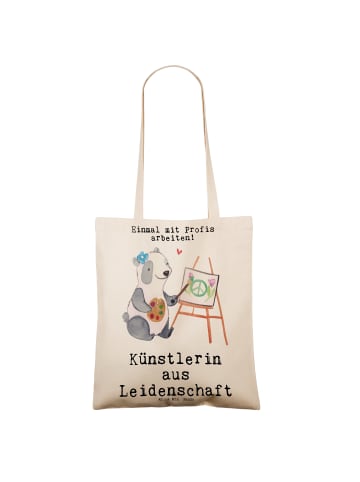 Mr. & Mrs. Panda Shopping Tasche Künstlerin Leidenschaft mit Spruch in Creme