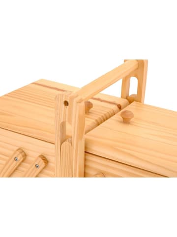 Home&Styling Collection NEU NÄHBOX KLAPPBAR - 5 Fächer Nähkästchen Holz Nähkiste Nähkasten in Braun