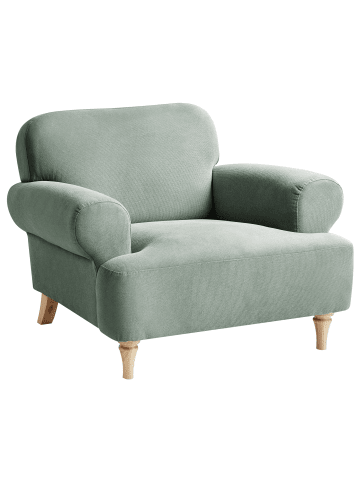 Beliani Sessel KIBERG in Grün/Heller Holzfarbton - (W) 103 x (H) 83 x (L) 98 cm