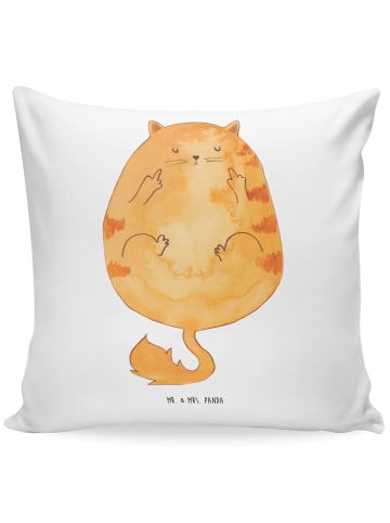 Mr. & Mrs. Panda Kissen Katze Frühaufsteher ohne Spruch in Weiß